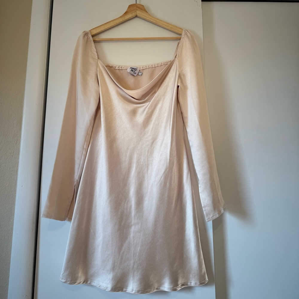 Princess Polly Cream Long Sleeve Dress